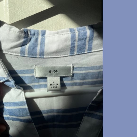 Ellos Blue and White Stripe Sandy Shirtwaist Dress - Picture 7 of 9